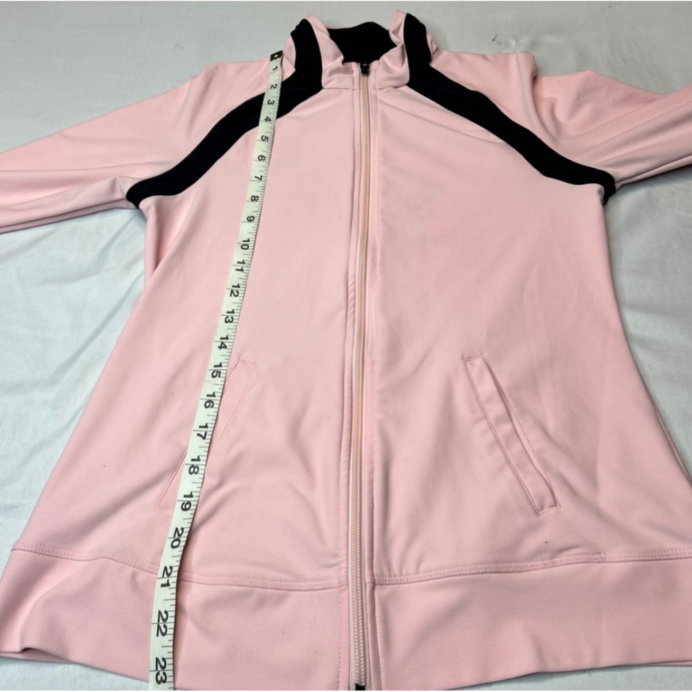 Xersion Womens Full Zip Track Jacket Pink Black Mock Neck Thumbholes Size S